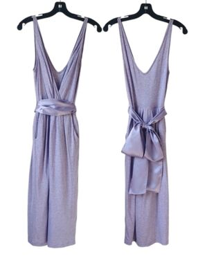 BCBGirls Faux Wrap Midi Dress with Silk Belt and Pockets Purple Size Medium